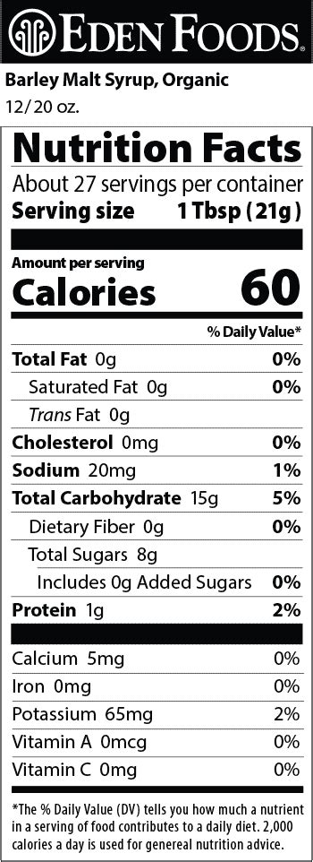 barley malt extract nutrition facts.